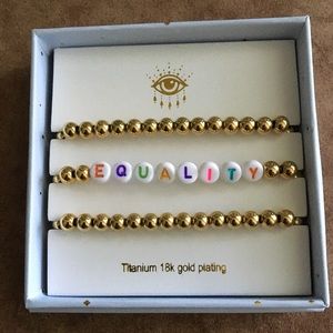 EYE CANDY LA NIB AUTHENTIC ‘EQUALITY’ TRIPLE COLORFUL BEADS BRACELET SET